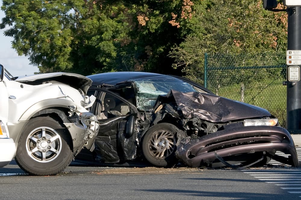 Two Vehicle accident at a busy intersection