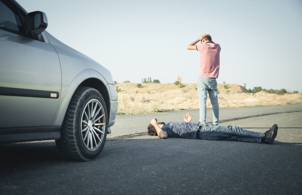 A pedestrian accident occurs due to the speed of a car.