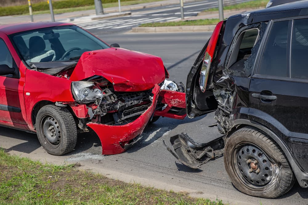 Car crash accident on street